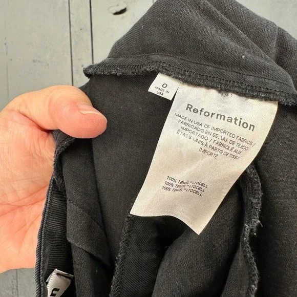 Reformation Mason Pant Black Wide Leg Pleated High Waist‎ Pockets Womens 0 - Picture 8 of 8